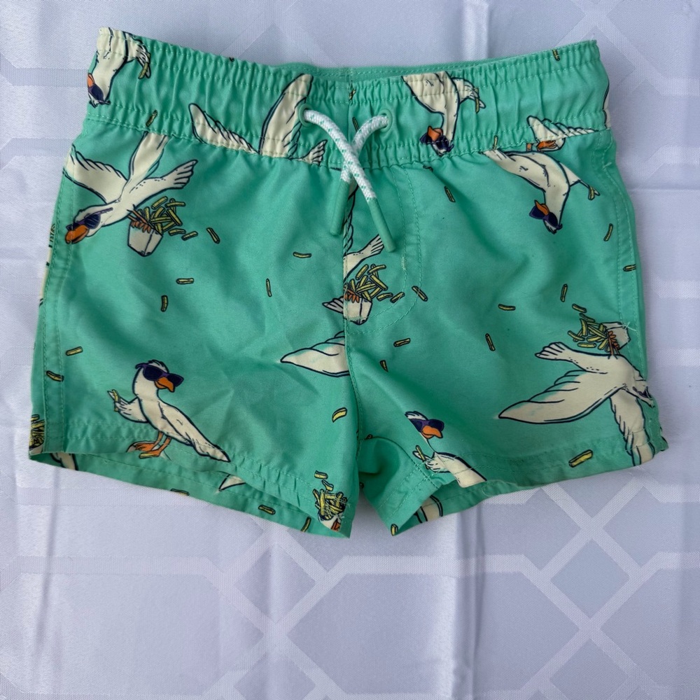 Cat & Jack Baby Swim Trunks - Teal with Seagull Print Size 12 months